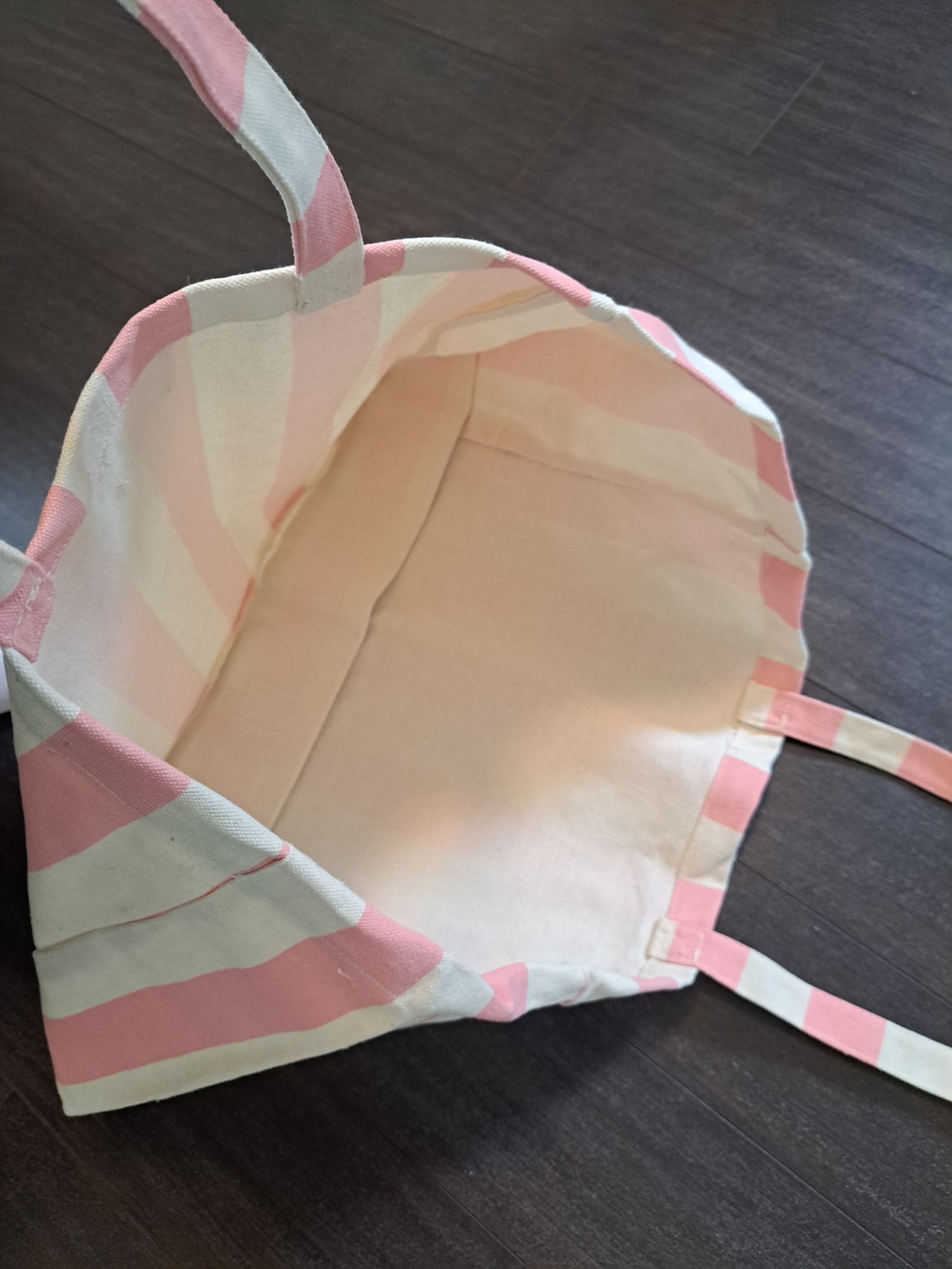 Sezane Pink and Cream Striped Canvas Tote - Picture 3 of 4